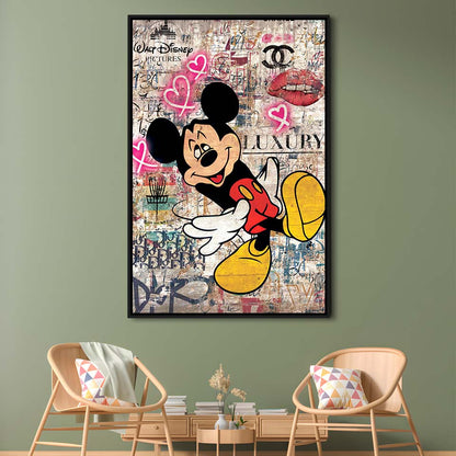 Fall In Love, Colorful Graffiti Painting Art, Framed Canvas Print, Floating Frame, Luxury Wall Art Decor