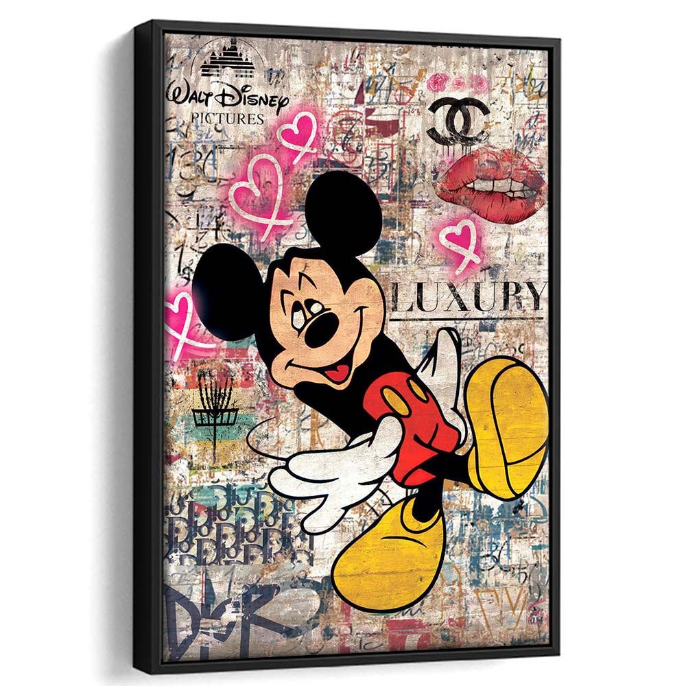 Fall In Love, Colorful Graffiti Painting Art, Framed Canvas Print, Floating Frame, Luxury Wall Art Decor