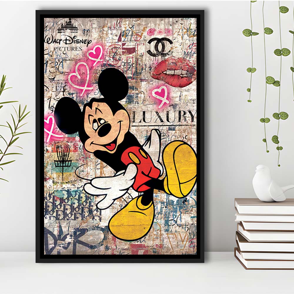 Fall In Love, Colorful Graffiti Painting Art, Framed Canvas Print, Floating Frame, Luxury Wall Art Decor