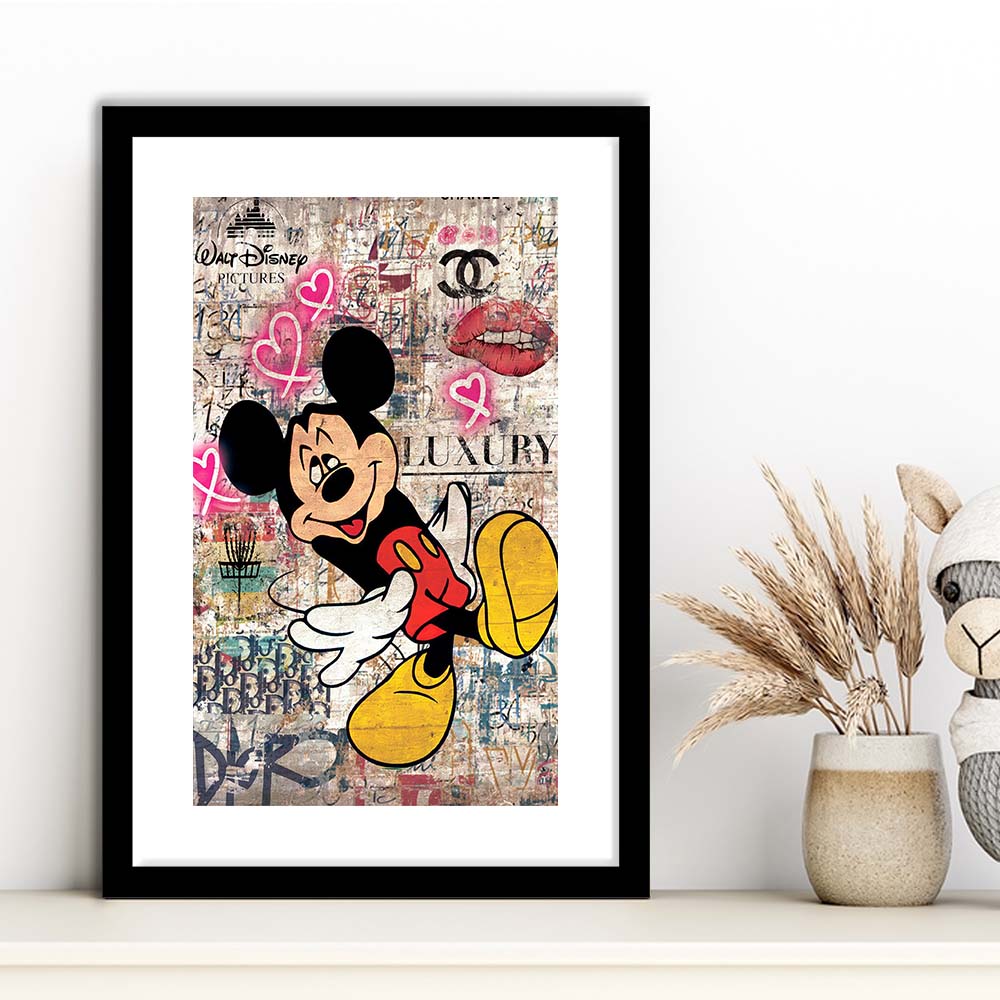 Fall In Love, Colorful Graffiti Painting Art, Framed Art Print, Luxury Pictures Framed, White Border