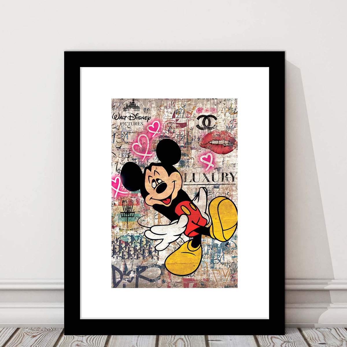 Fall In Love, Colorful Graffiti Painting Art, Framed Art Print, Luxury Pictures Framed, White Border