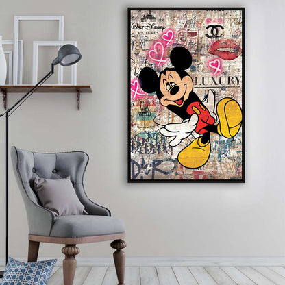 Fall In Love, Colorful Graffiti Painting Art, Framed Canvas Print, Floating Frame, Luxury Wall Art Decor