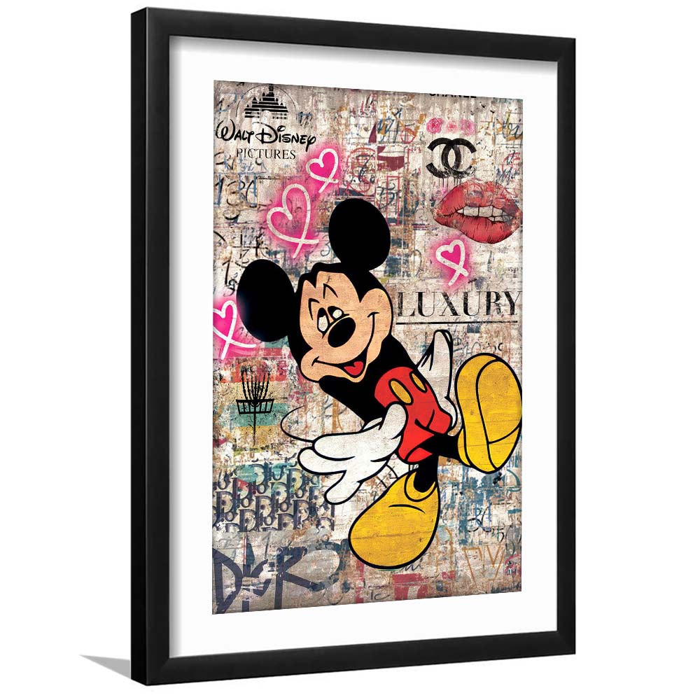 Fall In Love, Colorful Graffiti Painting Art, Framed Art Print, Luxury Pictures Framed, White Border