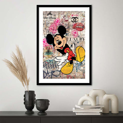 Fall In Love, Colorful Graffiti Painting Art, Framed Art Print, Luxury Pictures Framed, White Border