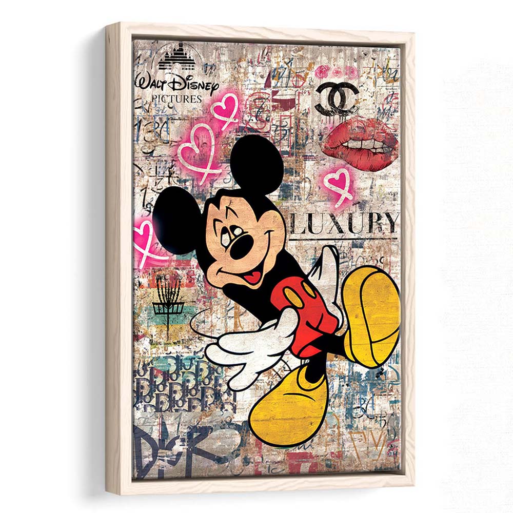 Fall In Love, Colorful Graffiti Painting Art, Framed Canvas Print, Floating Frame, Luxury Wall Art Decor