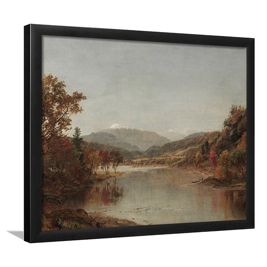 Fall Landscape Oil Painting Vintage Farmhouse Autumn Framed Art Print Wall Decor, Landscape Fall Wall Decor Rustic Art
