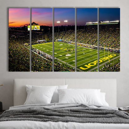 Fall Nights at Auzten Stadium, Stadium Canvas, Sport Art, 5 Panel B, Extra Large Canvas, Canvas Print Wall Art