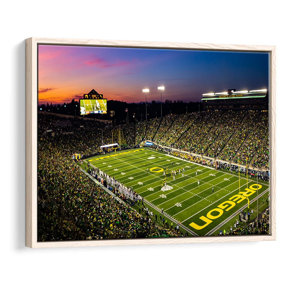 Fall Nights at Auzten Stadium, Stadium Canvas, Sport Art, Framed Canvas Print Wall Art, Floating Frame
