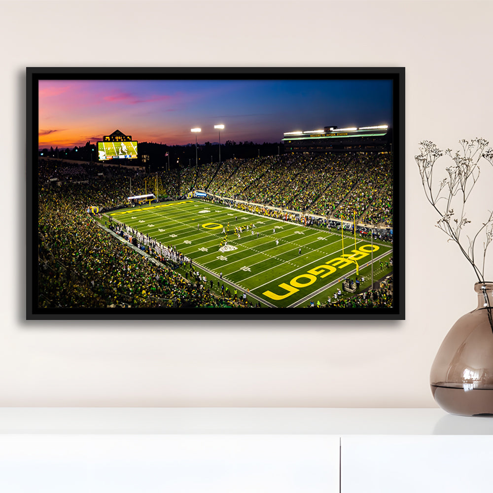 Fall Nights at Auzten Stadium, Stadium Canvas, Sport Art, Framed Canvas Print Wall Art, Floating Frame