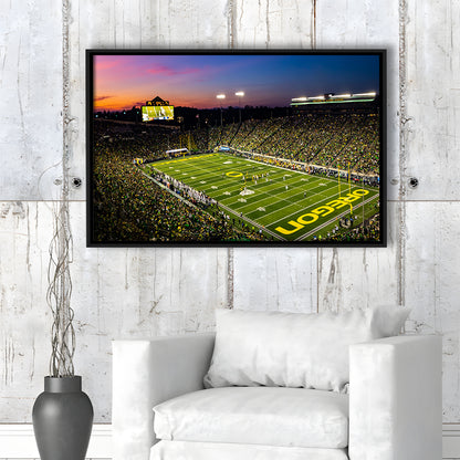 Fall Nights at Auzten Stadium, Stadium Canvas, Sport Art, Framed Canvas Print Wall Art, Floating Frame