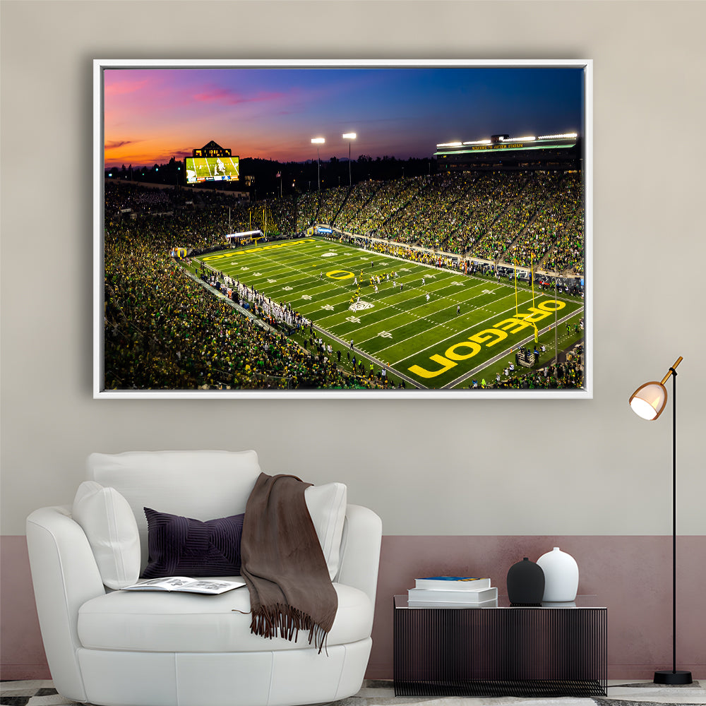 Fall Nights at Auzten Stadium, Stadium Canvas, Sport Art, Framed Canvas Print Wall Art, Floating Frame
