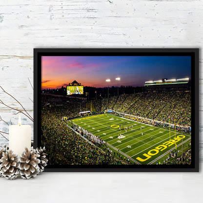 Fall Nights at Auzten Stadium, Stadium Canvas, Sport Art, Framed Canvas Print Wall Art, Floating Frame