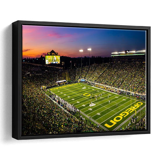 Fall Nights at Auzten Stadium, Stadium Canvas, Sport Art, Framed Canvas Print Wall Art, Floating Frame