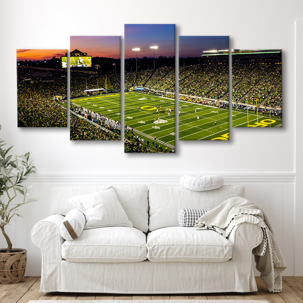 Fall Nights at Auzten Stadium, Stadium Canvas, Sport Art, Gift for him, 5 Panel, Large Canvas, Canvas Print Wall Art