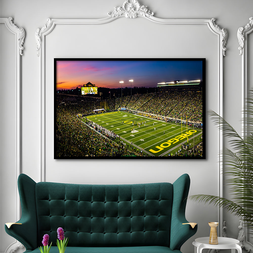 Fall Nights at Auzten Stadium, Stadium Canvas, Sport Art, Gift for him, Framed Art Print Wall Decor, Picture Framed