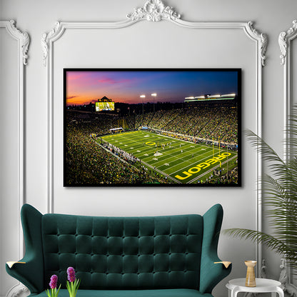 Fall Nights at Auzten Stadium, Stadium Canvas, Sport Art, Gift for him, Framed Art Print Wall Decor, Picture Framed