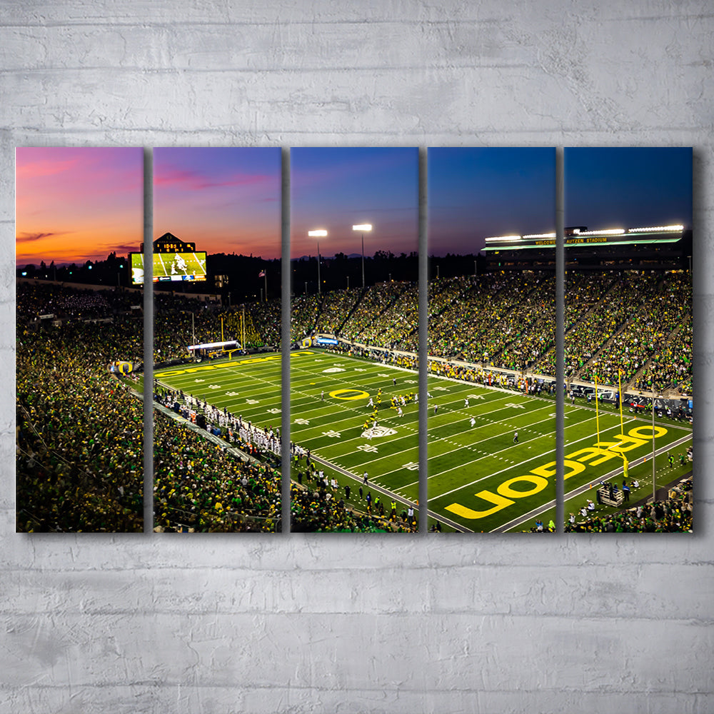 Fall Nights at Auzten Stadium, Stadium Canvas, Sport Art, 5 Panel B, Extra Large Canvas, Canvas Print Wall Art