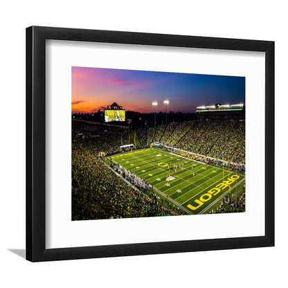 Fall Nights at Auzten Stadium, Stadium Canvas, Sport Art, Gift for him, White Border Framed Art Print Wall Decor