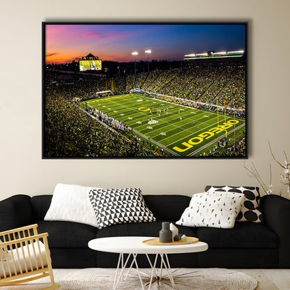 Fall Nights at Auzten Stadium, Stadium Canvas, Sport Art, Framed Canvas Print Wall Art, Floating Frame