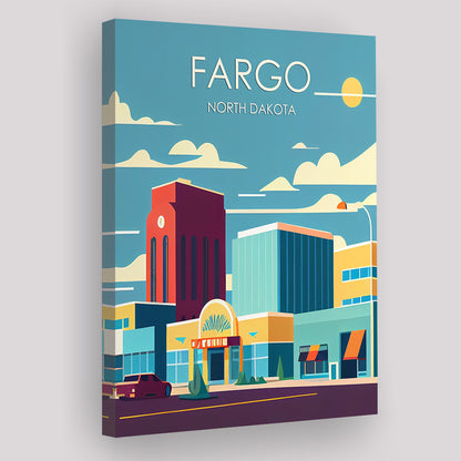 Fargo North Dakota Retro Art Print, Fargo City Wall Art, Canvas Print, Painting Canvas, Living Room Decor