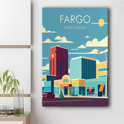 Fargo North Dakota Retro Art Print, Fargo City Wall Art, Canvas Print, Painting Canvas, Living Room Decor