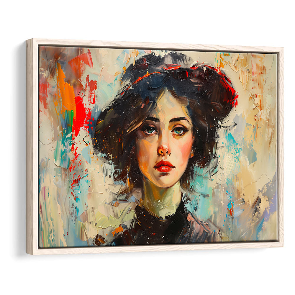 Fashion Girl In Black Painting, Framed Canvas Print, Painting Art, Floating Framed Canvas Print Wall Art