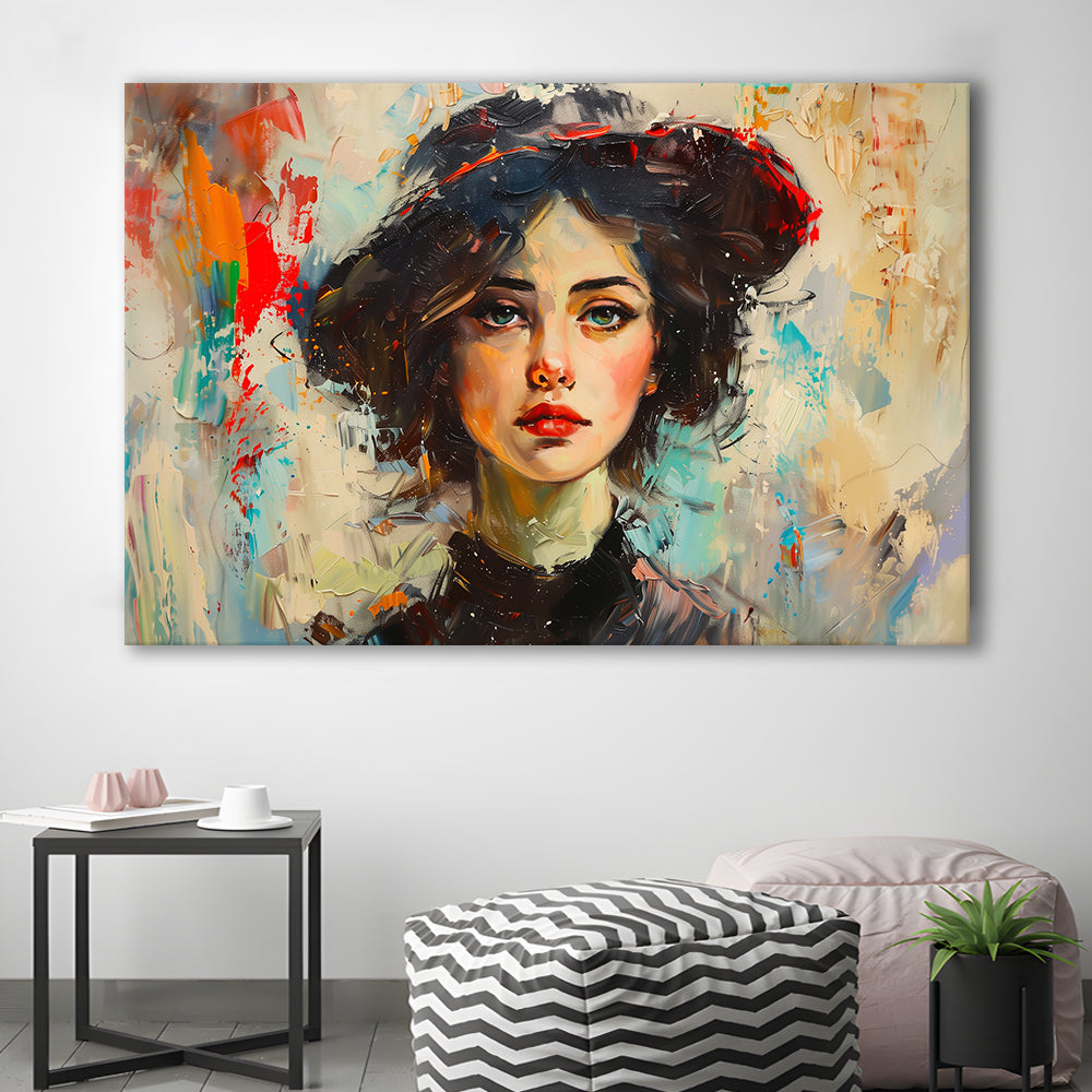 Fashion Girl In Black Painting, Canvas Art Decor Print, Painting Art, Canvas Print Wall Art Home Decor