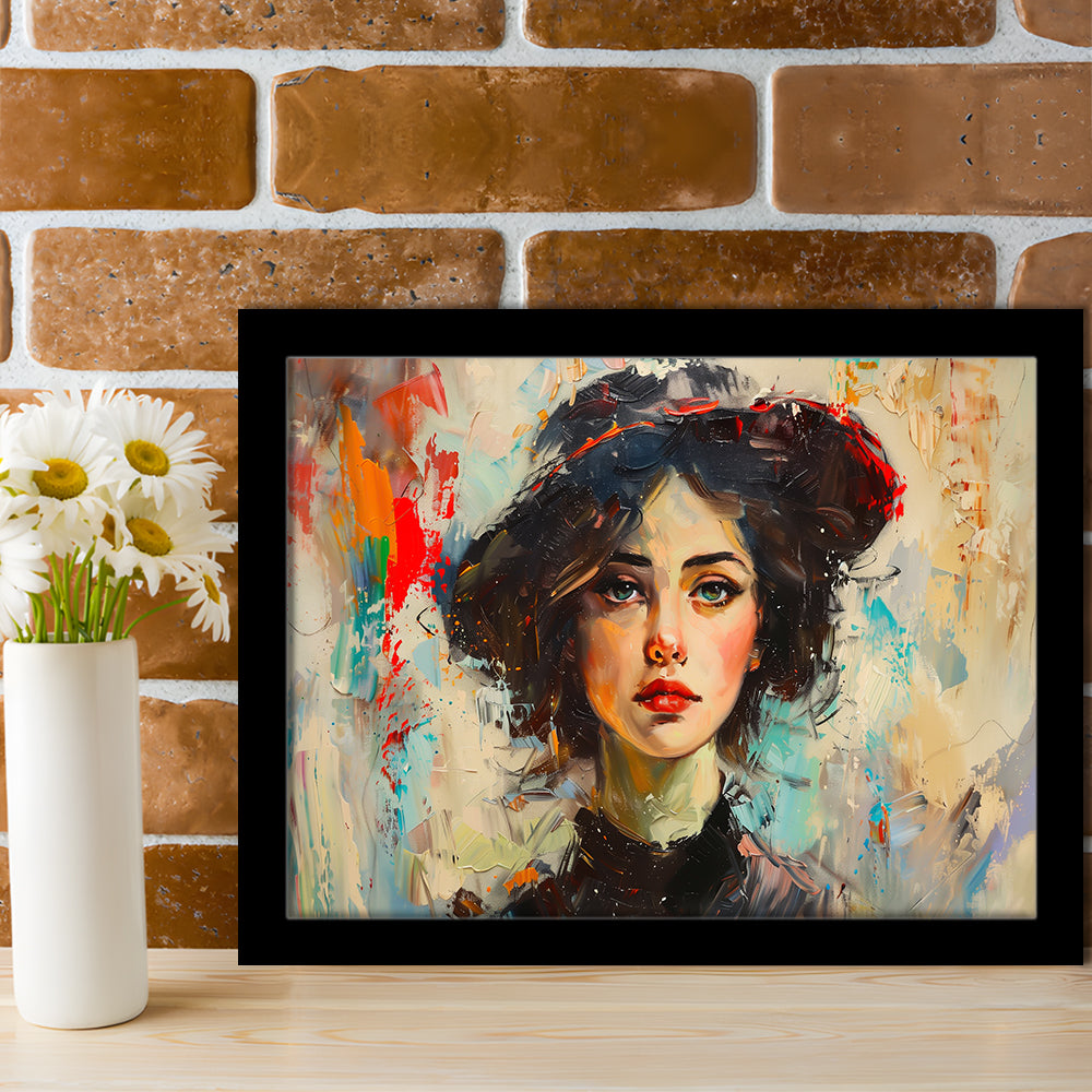 Fashion Girl In Black Painting, Framed  Print, Painting Art, Framed Art Print Wall Decor, Framed Picture