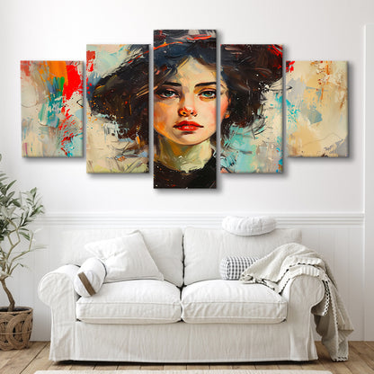 Fashion Girl In Black Painting, Canvas Art Decor Print, Painting Art, Mixed Panels Canvas Print Wall Art