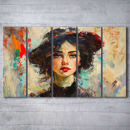 Fashion Girl In Black Painting, Canvas Art Print, Painting Art, Multi Panels Canvas Print Wall Art