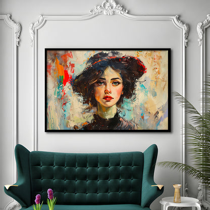 Fashion Girl In Black Painting, Framed  Print, Painting Art, Framed Art Print Wall Decor, Framed Picture