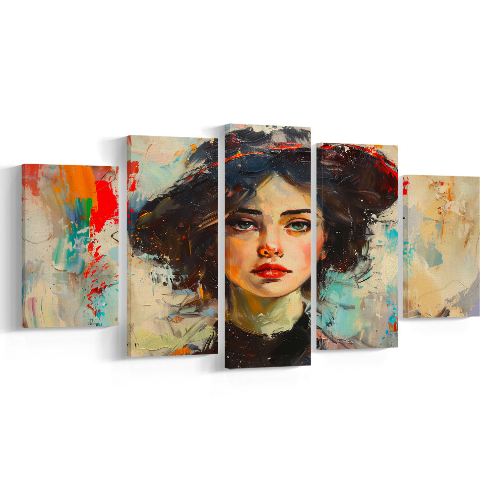 Fashion Girl In Black Painting, Canvas Art Decor Print, Painting Art, Mixed Panels Canvas Print Wall Art
