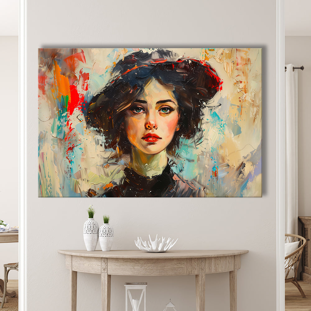 Fashion Girl In Black Painting, Canvas Art Decor Print, Painting Art, Canvas Print Wall Art Home Decor