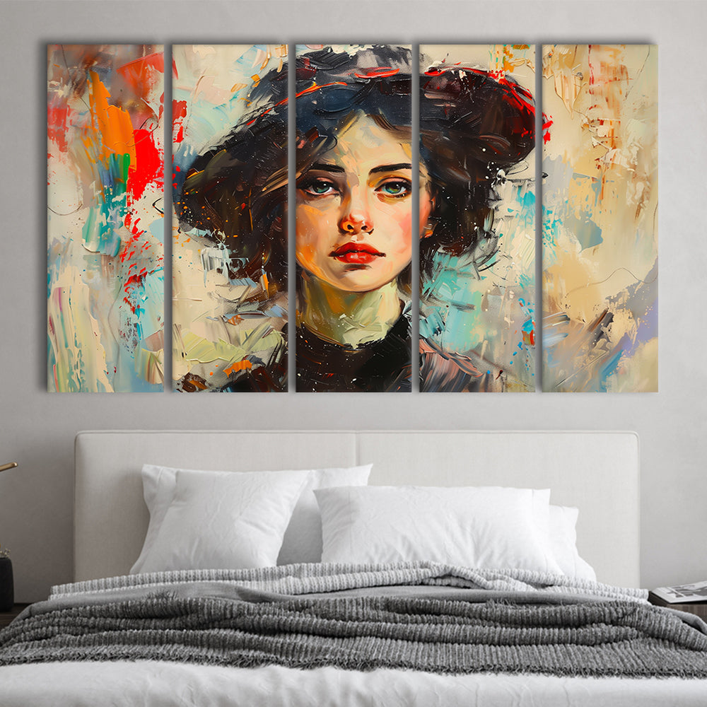 Fashion Girl In Black Painting, Canvas Art Print, Painting Art, Multi Panels Canvas Print Wall Art