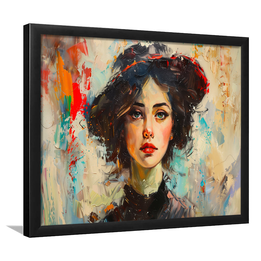 Fashion Girl In Black Painting, Framed  Print, Painting Art, Framed Art Print Wall Decor, Framed Picture