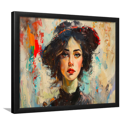 Fashion Girl In Black Painting, Framed  Print, Painting Art, Framed Art Print Wall Decor, Framed Picture