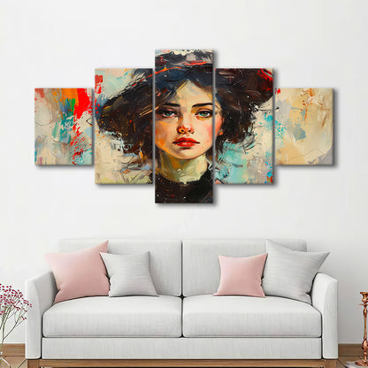 Fashion Girl In Black Painting, Canvas Art Decor Print, Painting Art, Mixed Panels Canvas Print Wall Art