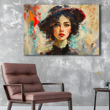 Fashion Girl In Black Painting, Canvas Art Decor Print, Painting Art, Canvas Print Wall Art Home Decor