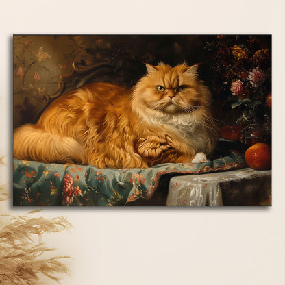 Fat Red Cat Victorian Portrait Oil Painting, Chubby Giant Red Haired Cat, Canvas Print Wall Art, Wall Decor, Painting Canvas