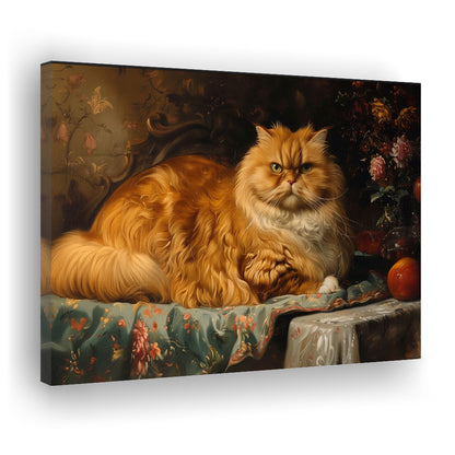 Fat Red Cat Victorian Portrait Oil Painting, Chubby Giant Red Haired Cat, Canvas Print Wall Art, Wall Decor, Painting Canvas