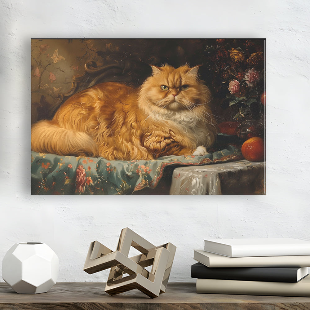 Fat Red Cat Victorian Portrait Oil Painting, Chubby Giant Red Haired Cat, Canvas Print Wall Art, Wall Decor, Painting Canvas