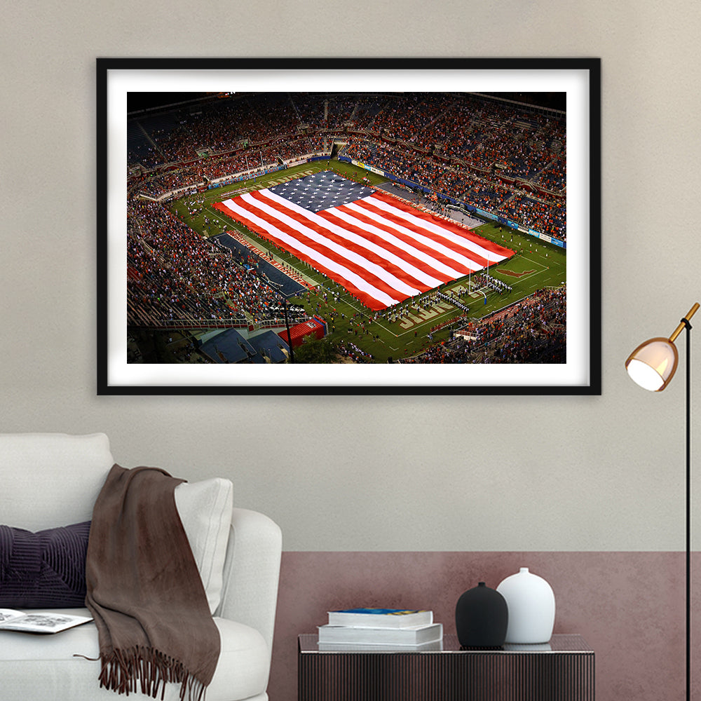 Fau stadium in Florida, Stadium Canvas, Sport Art, Gift for him, White Border Framed Art Print Wall Decor