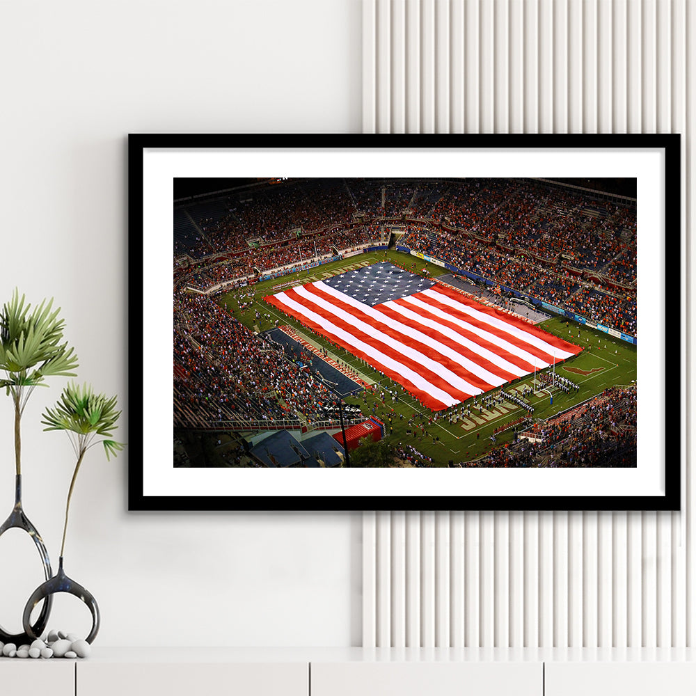 Fau stadium in Florida, Stadium Canvas, Sport Art, Gift for him, White Border Framed Art Print Wall Decor