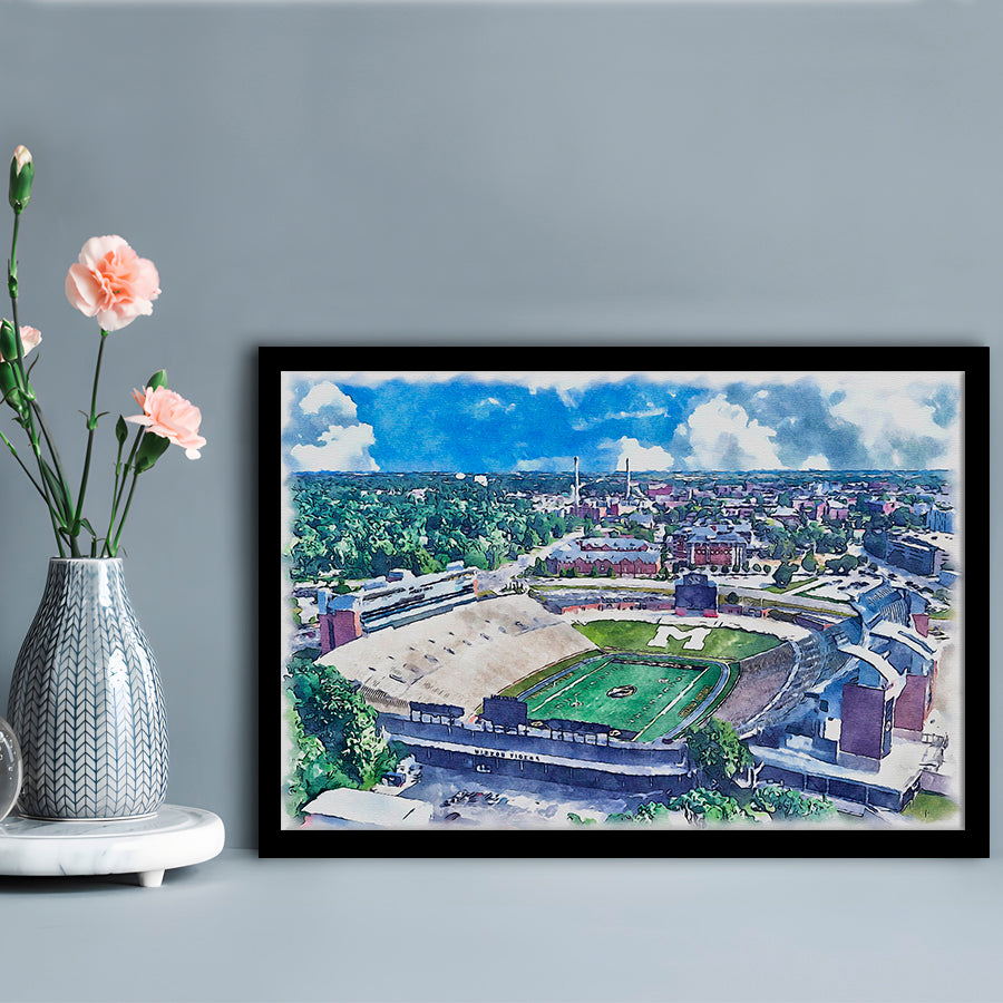Faurot Field WaterColor, Columbia Missouri Watercolor, Sport Gift Art, Framed Art Print Wall Decor