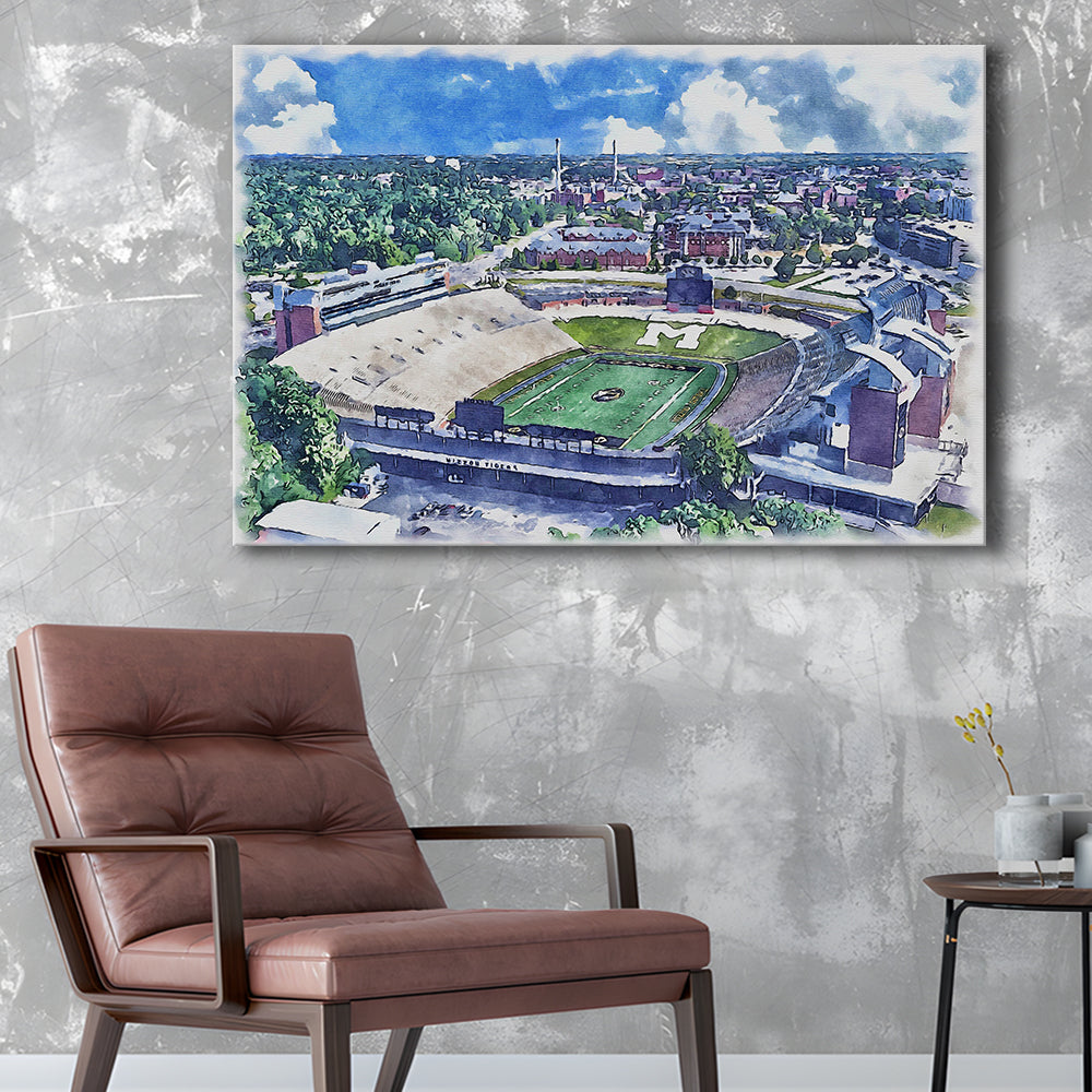 Faurot Field WaterColor, Columbia Missouri Watercolor, Sport Art, Gifts for him, Canvas Print Wall Art