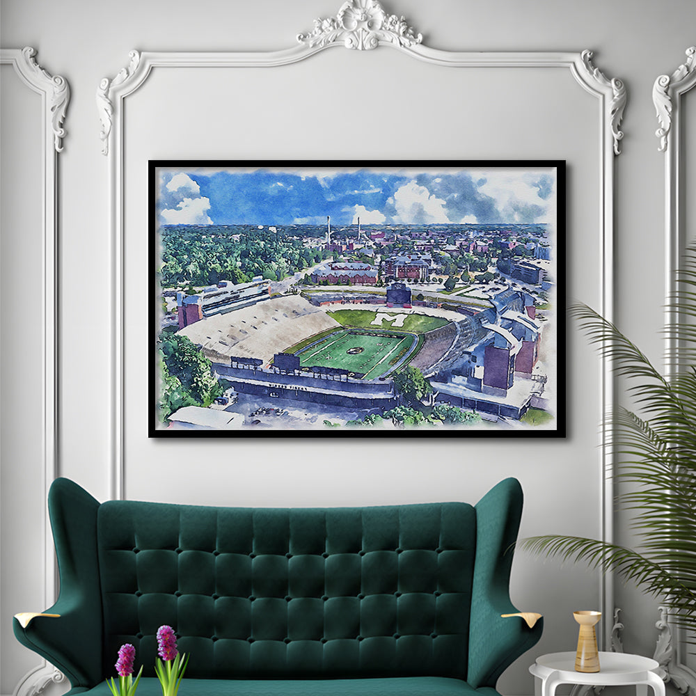 Faurot Field WaterColor, Columbia Missouri Watercolor, Sport Gift Art, Framed Art Print Wall Decor
