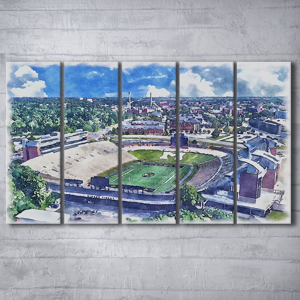 Faurot Field WaterColor, Columbia Missouri Watercolor, Sport Art, Extra Large Canvas Print Wall Art