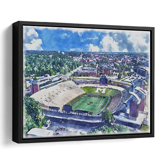 Faurot Field WaterColor, Columbia Missouri Watercolor, Sport Gift Art, Framed Canvas Print Wall Art