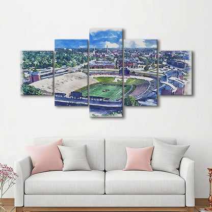 Faurot Field WaterColor, Columbia Missouri Watercolor, Sport Art, Mixed 5 Panel, Canvas Print Wall Art