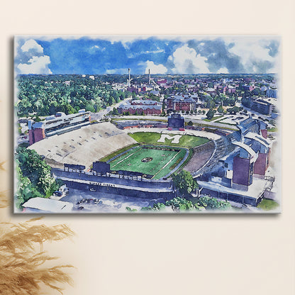 Faurot Field WaterColor, Columbia Missouri Watercolor, Sport Art, Gifts for him, Canvas Print Wall Art
